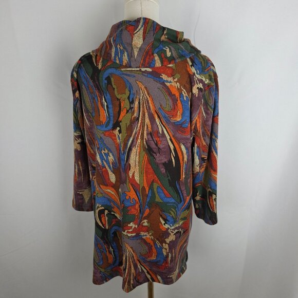 Ali Miles Cowl Neck Tunic Top Size PL 3/4 Sleeve Colorful Maximalism Artsy Swirl - Picture 4 of 9